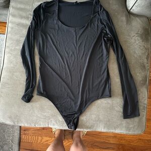 Express Scoop Neck Black Long Sleeve Bodysuit L